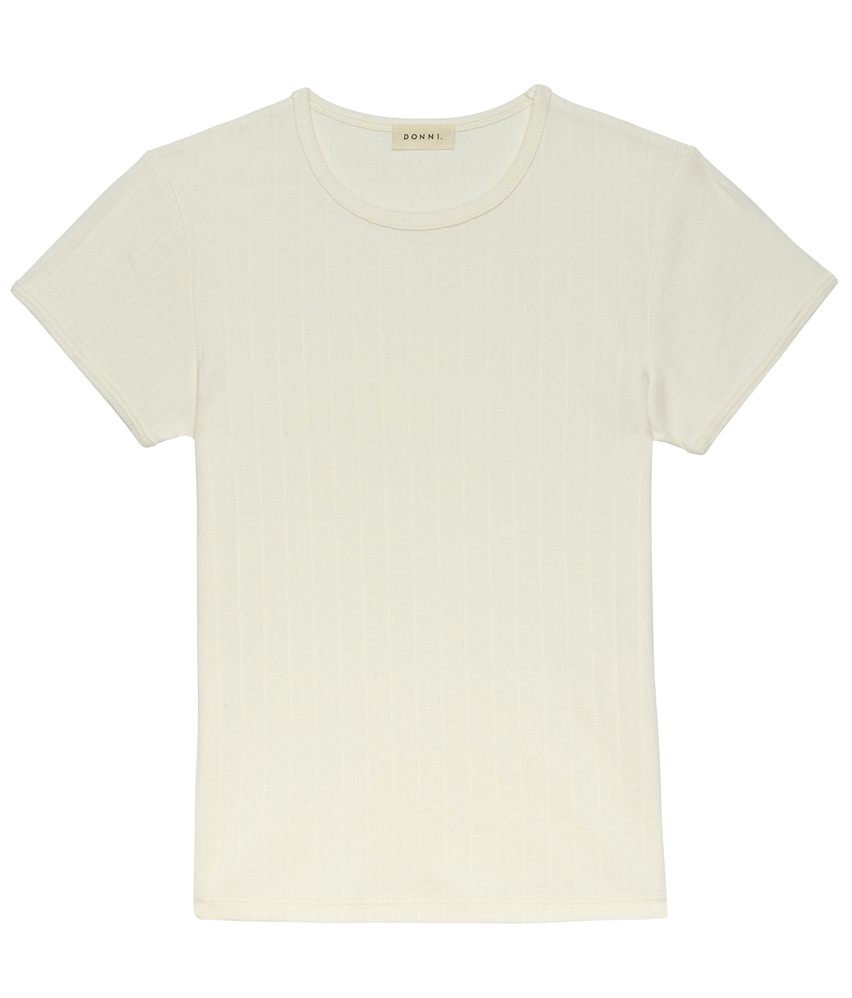 Pointelle baby tee cream