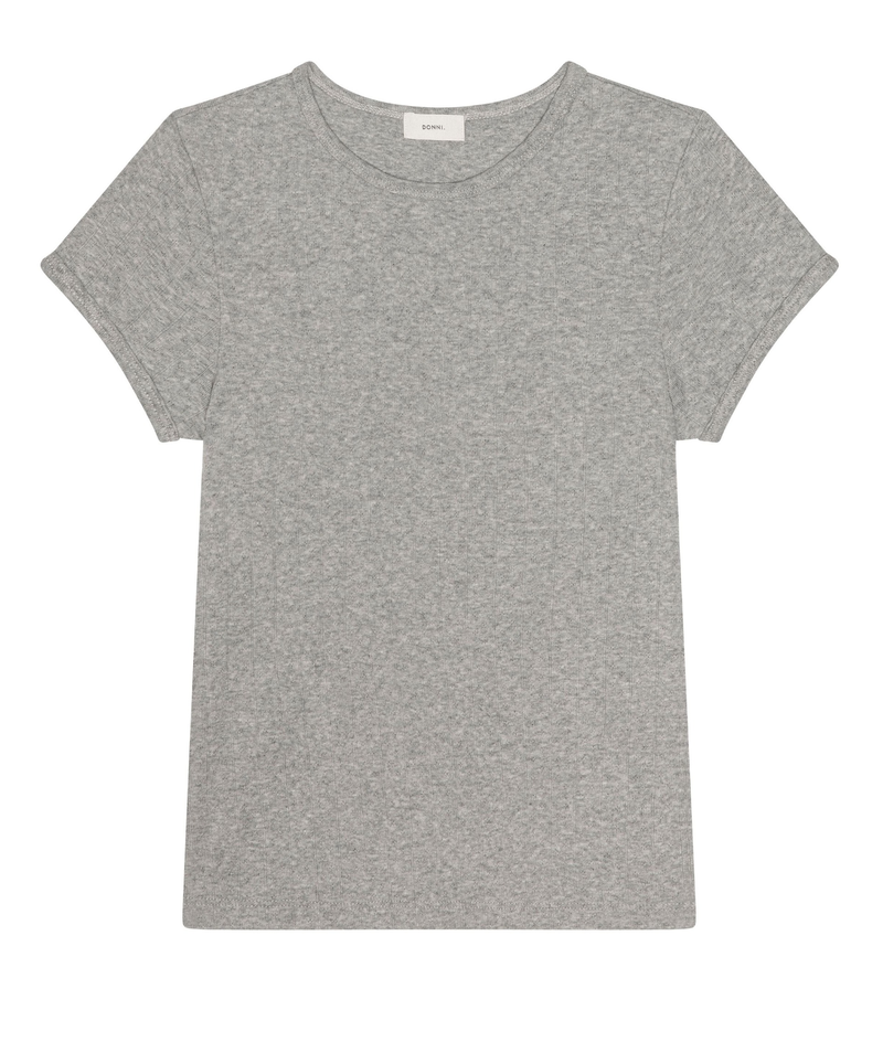 Pointelle baby tee heather grey