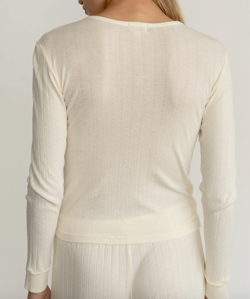 Pointelle long sleeve cream