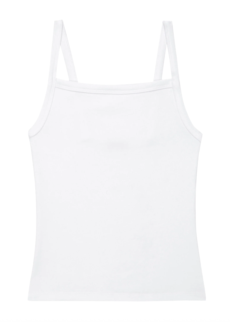 Baby rib square neck tank powder