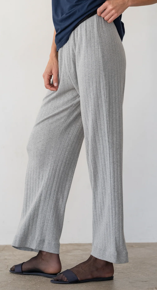 Pointelle simple crop pant heather grey