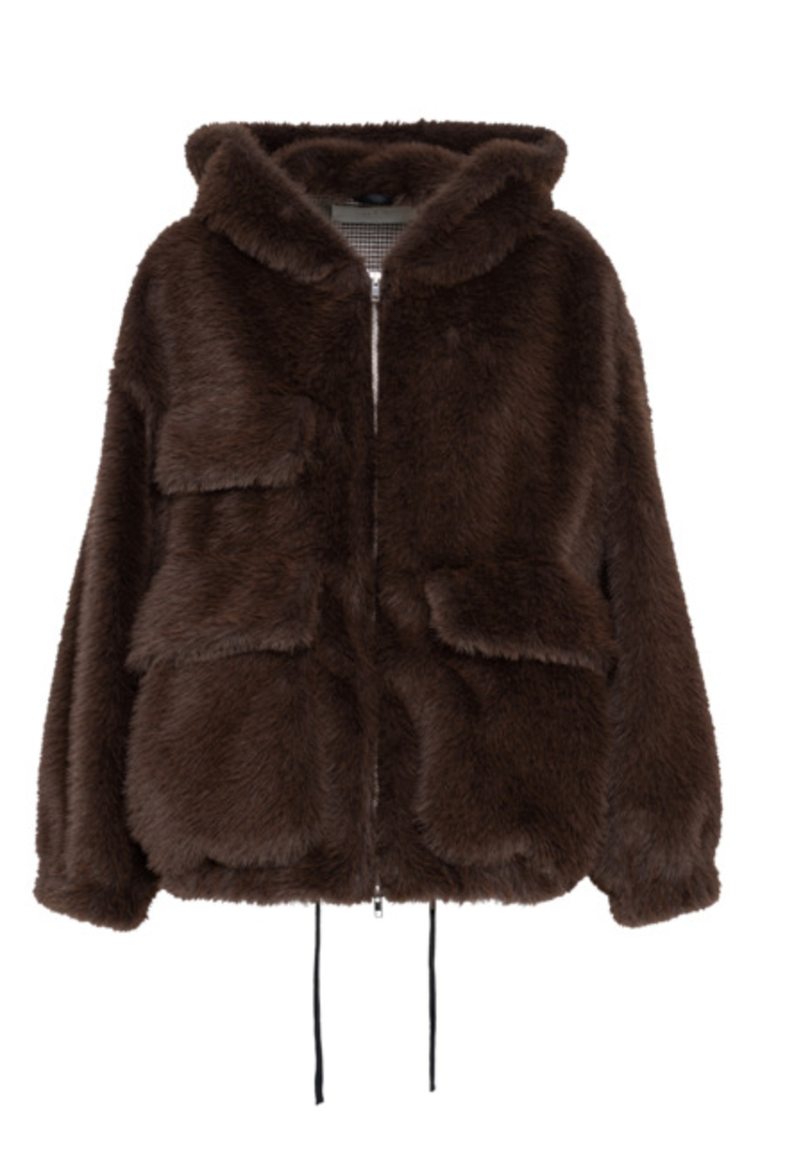 Bomber Hoodie Jacket Brown