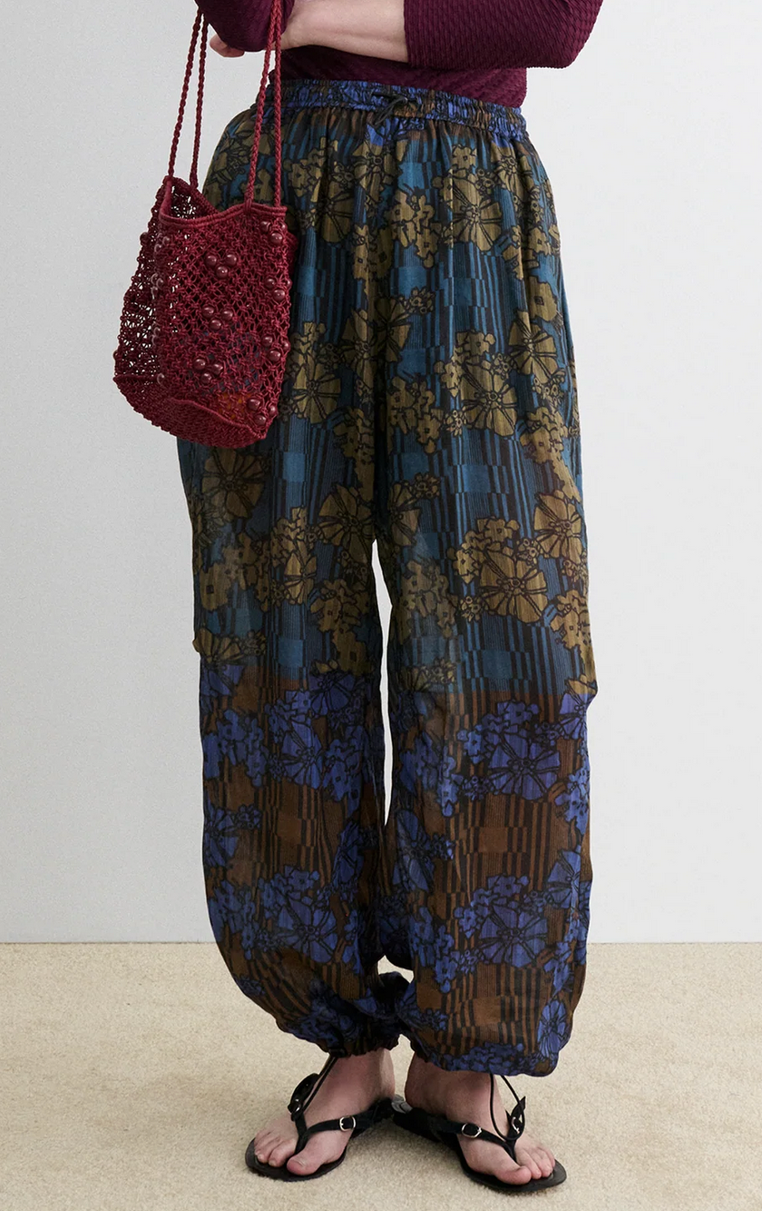 Brad pant hibiscus print teal