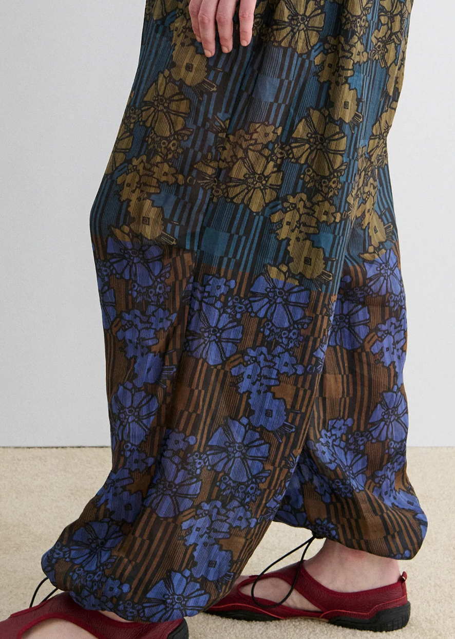 Brad pant hibiscus print teal