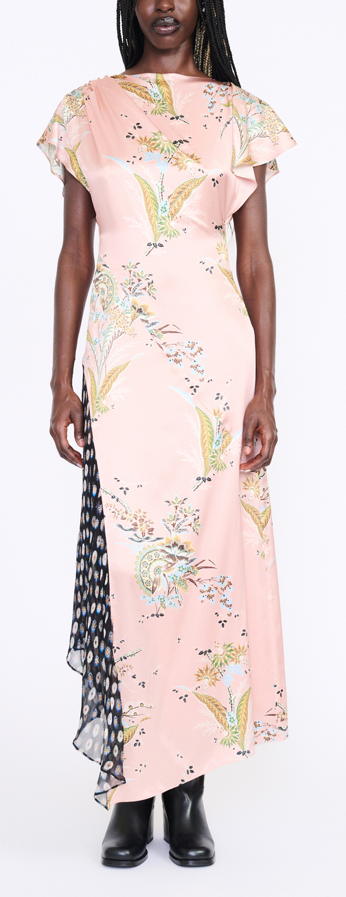 Fawn Silk Dress Tapestry Rose