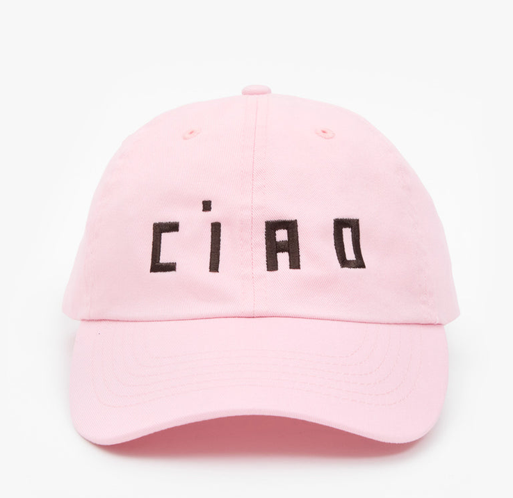 Baseball Hat Light Pink w/ Chocolate Embroidered Ciao