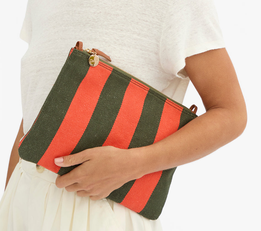 Flat Clutch With Tabs Army/Bright Poppy