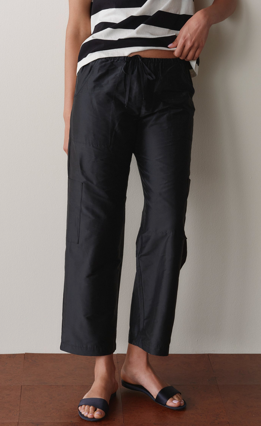 The silk taffeta cargo pant jet