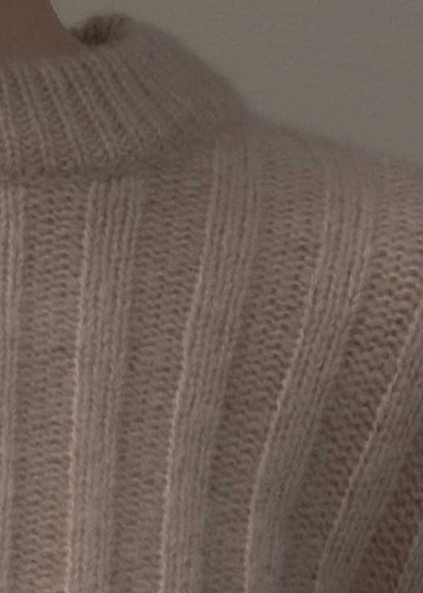 ribbed crew cashmere with silk sweater marble melange