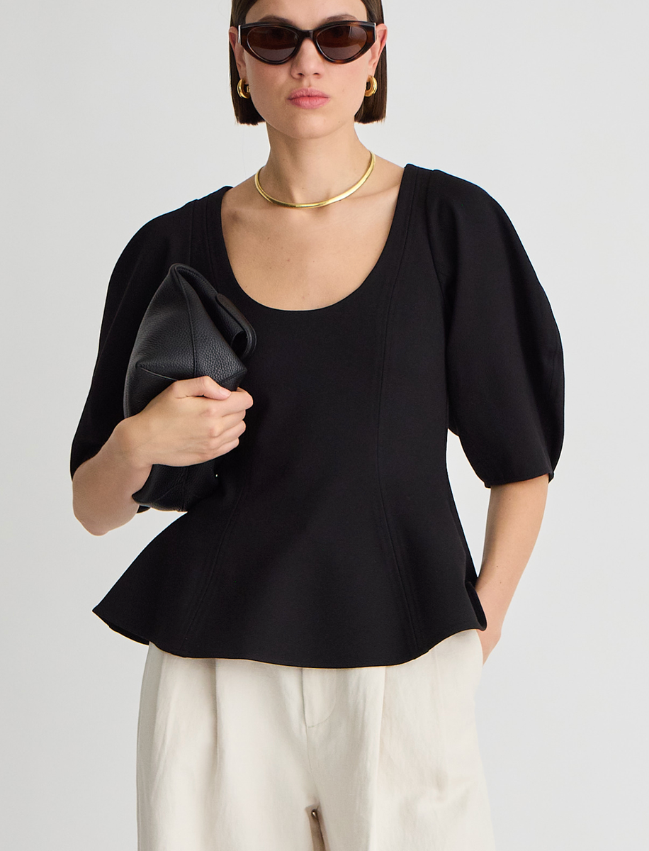 Bebe ponte peplum top black