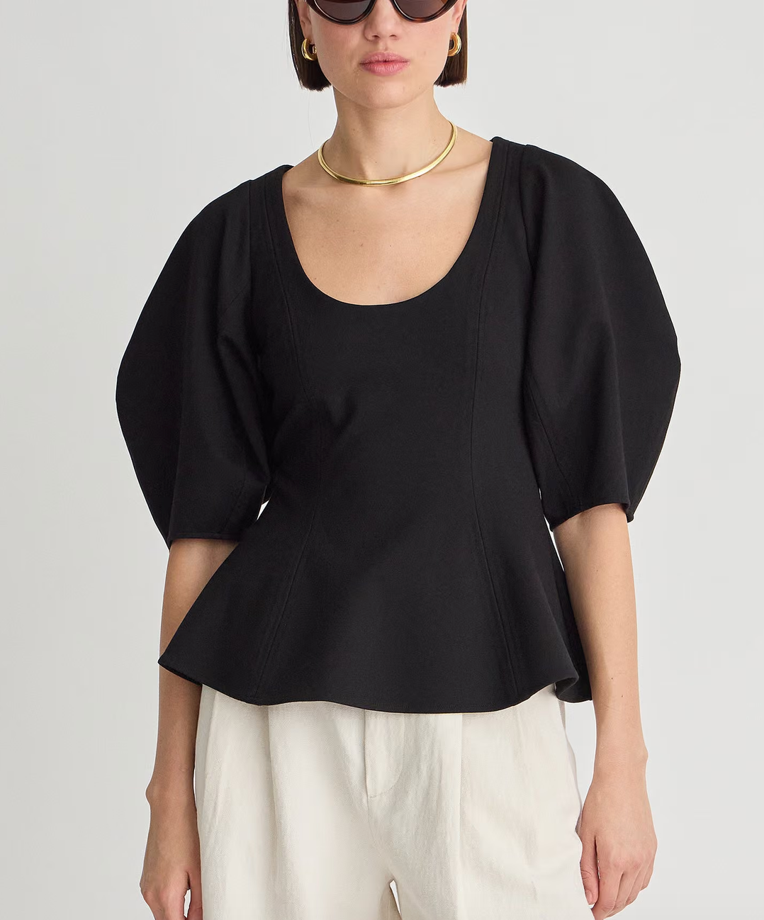 Bebe ponte peplum top black