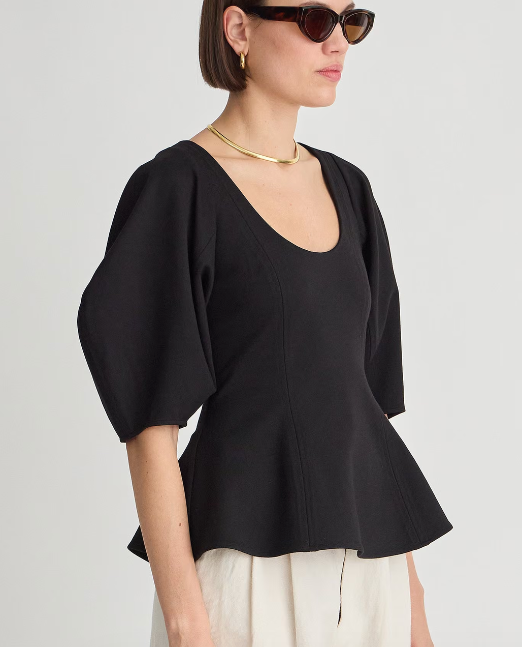 Bebe ponte peplum top black