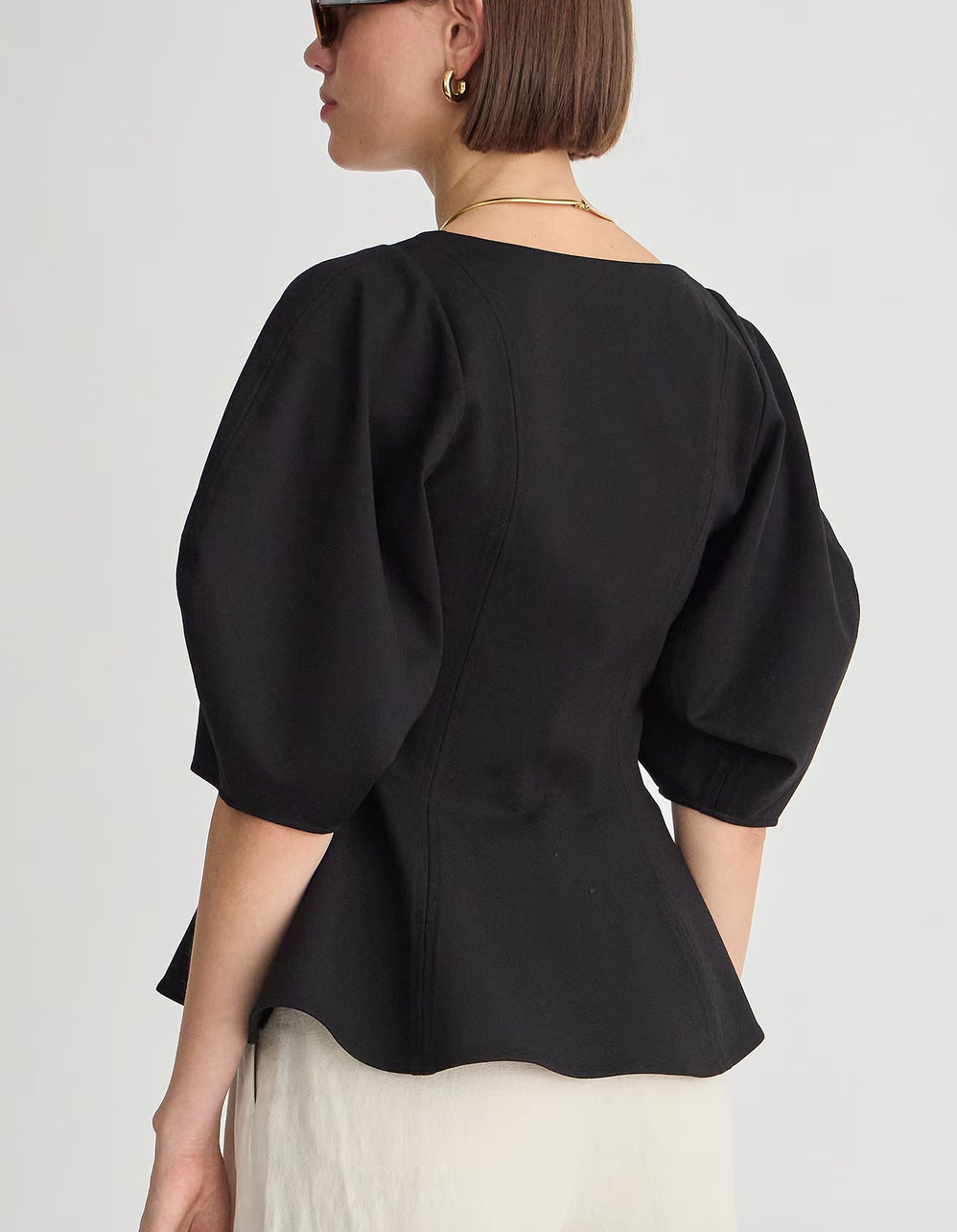 Bebe ponte peplum top black