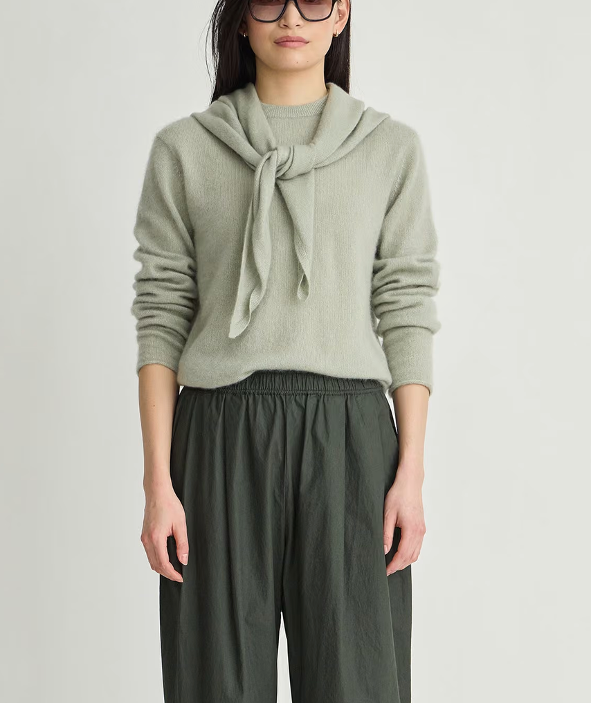 Softest tissue scarf tie top seafoam