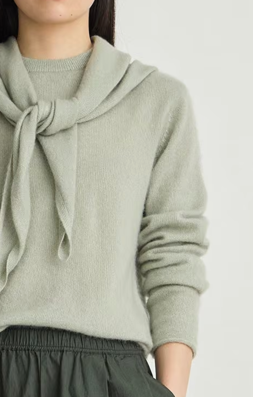 Softest tissue scarf tie top seafoam
