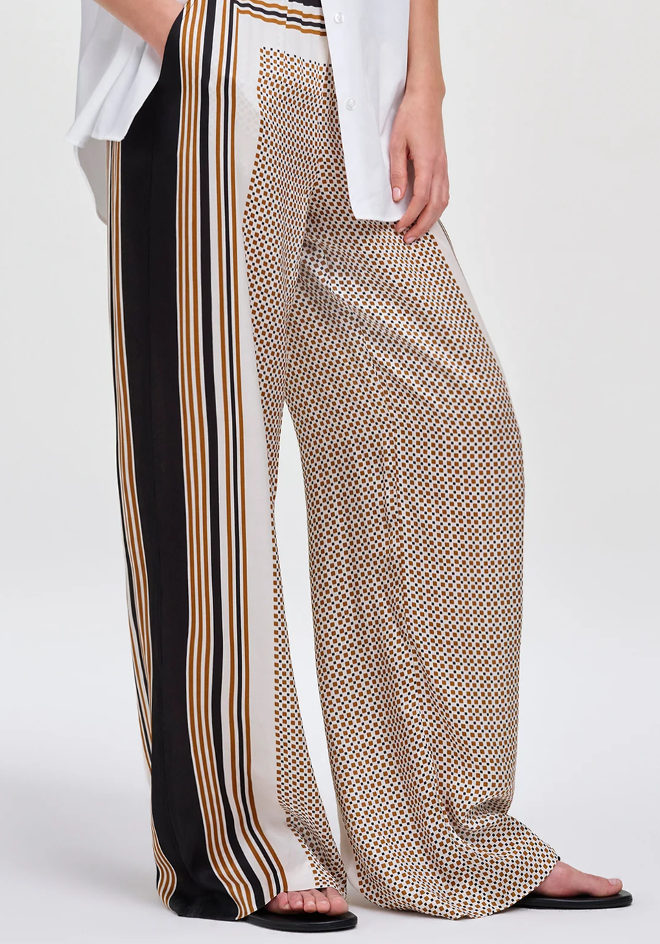 Tyler scarf print pant black caramel dotted