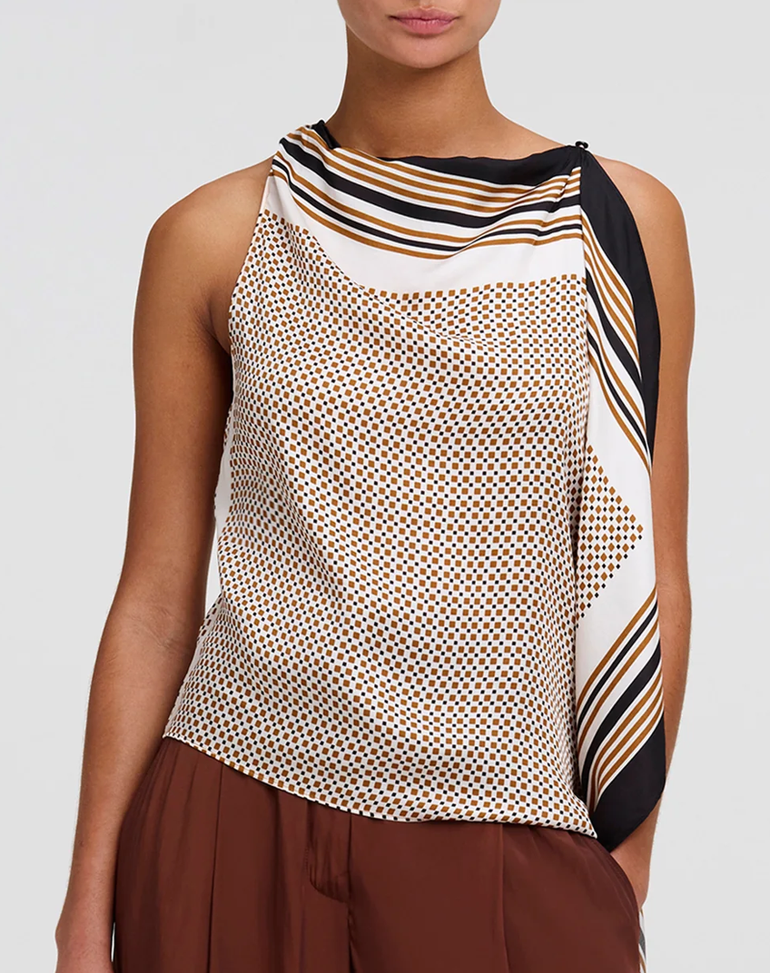 Kit scarf top brown caramel dotted