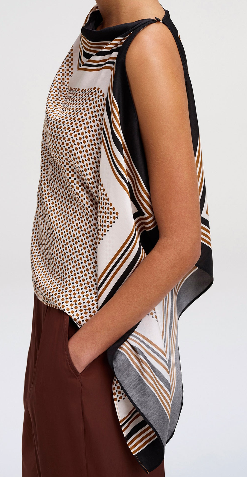 Kit scarf top brown caramel dotted