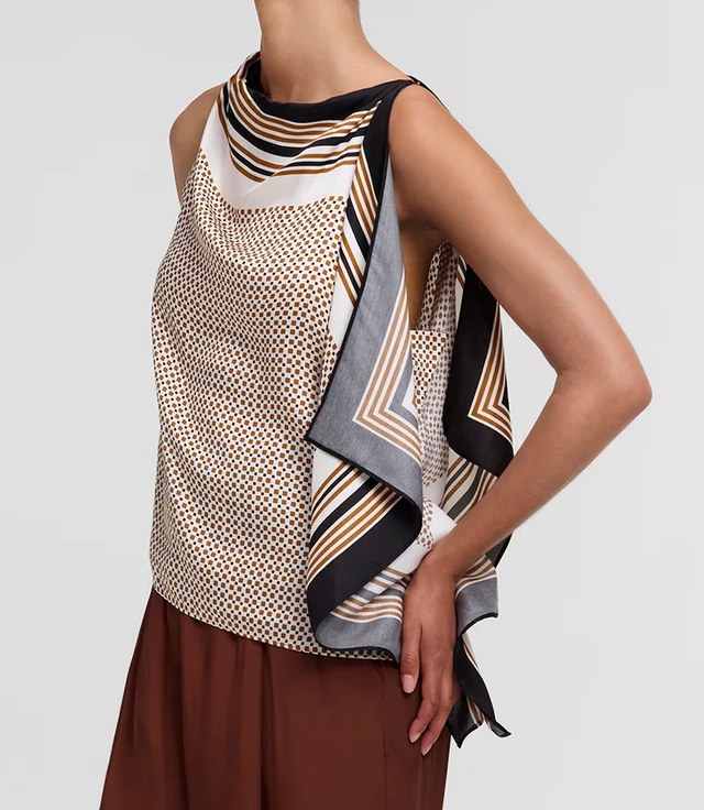 Kit scarf top brown caramel dotted