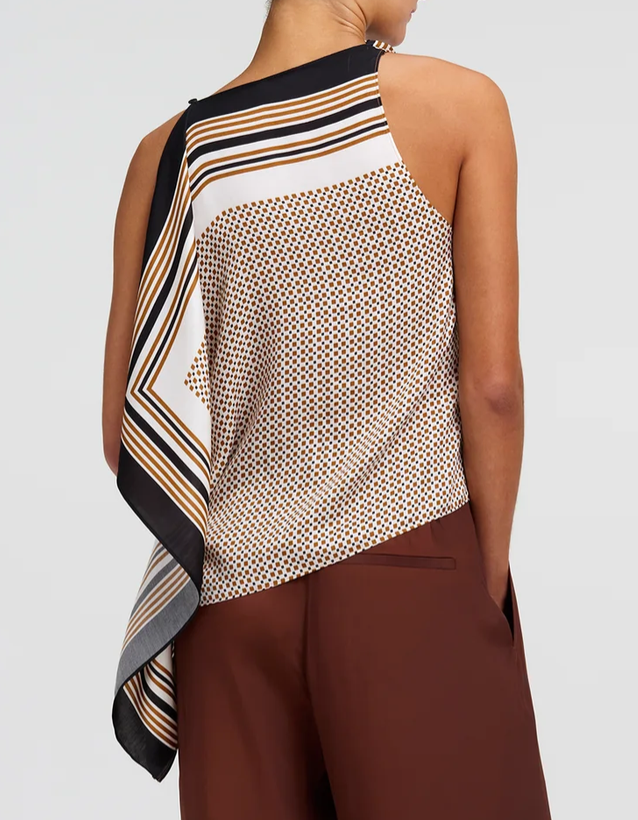 Kit scarf top brown caramel dotted