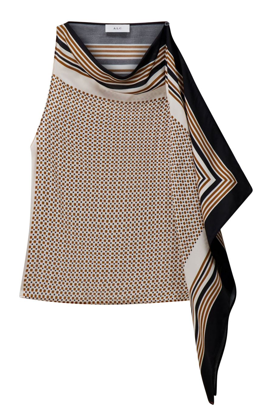 Kit scarf top brown caramel dotted