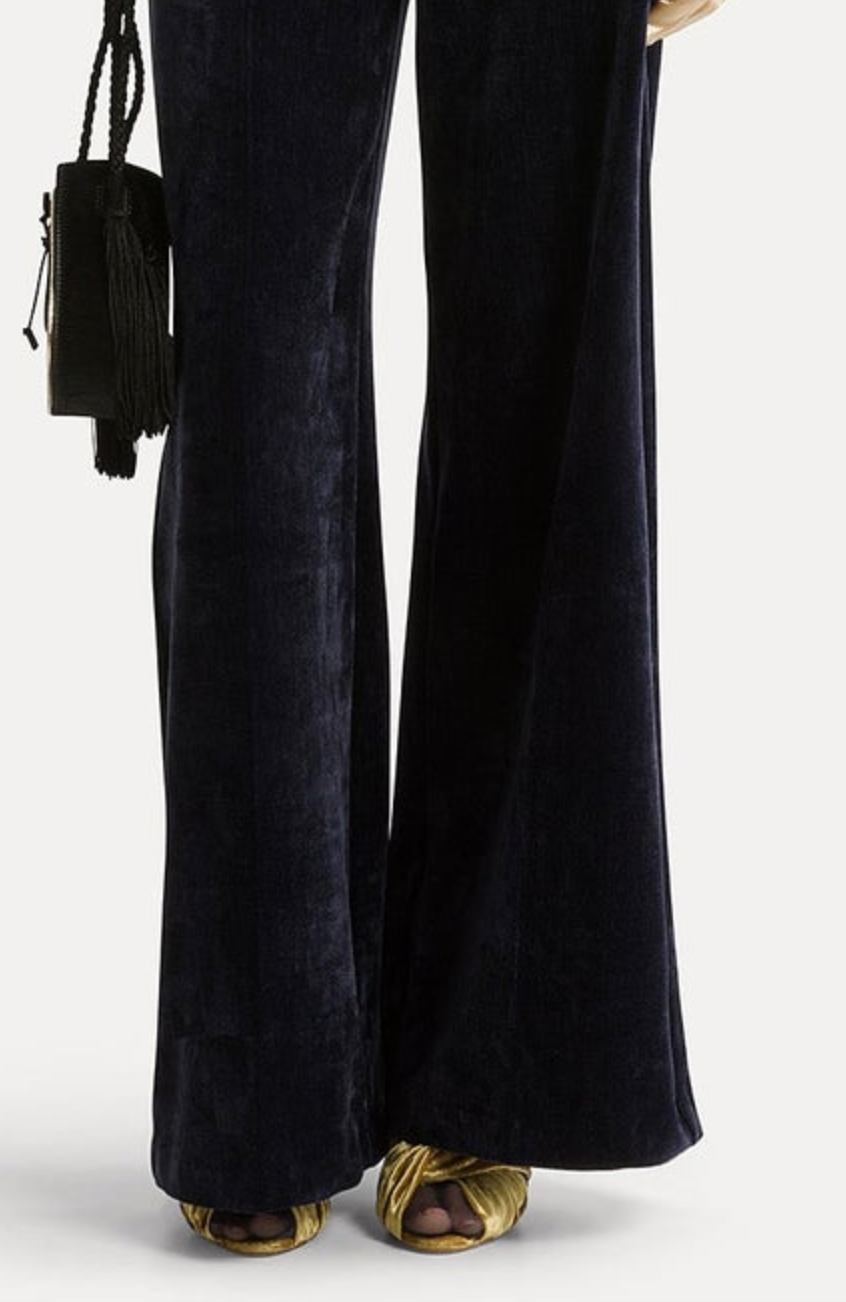 high-waisted double twill velvet trousers notte