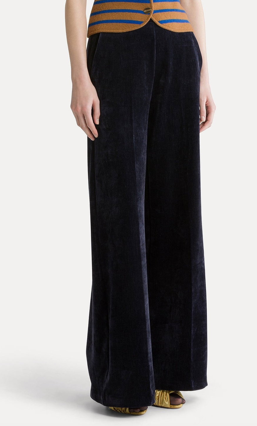 high-waisted double twill velvet trousers notte