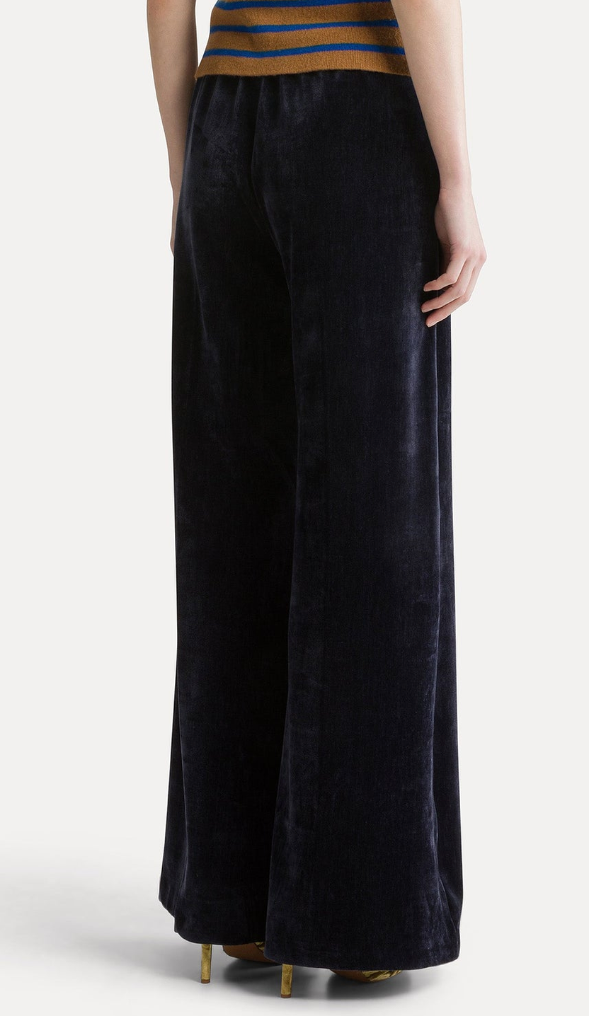 high-waisted double twill velvet trousers notte