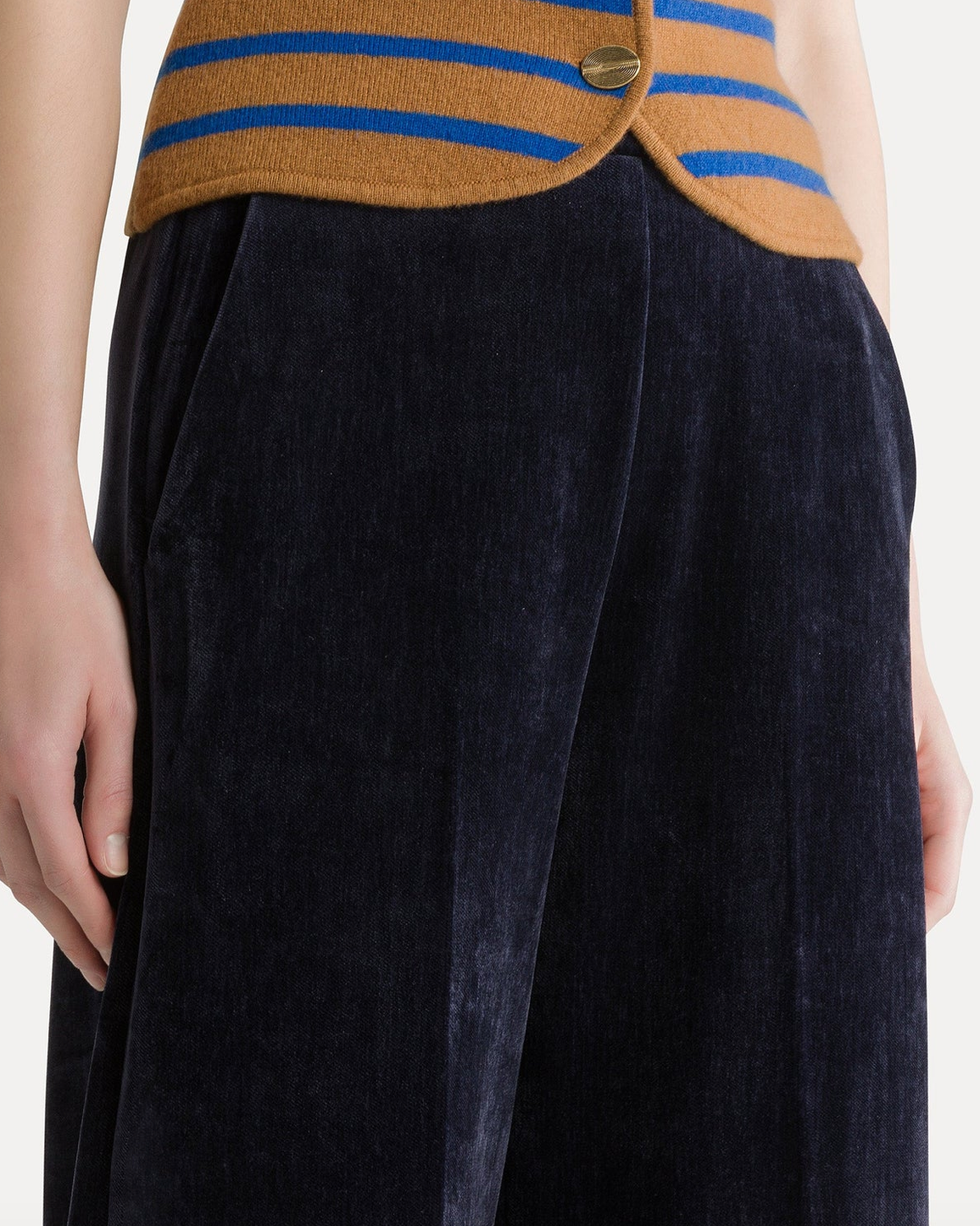 high-waisted double twill velvet trousers notte