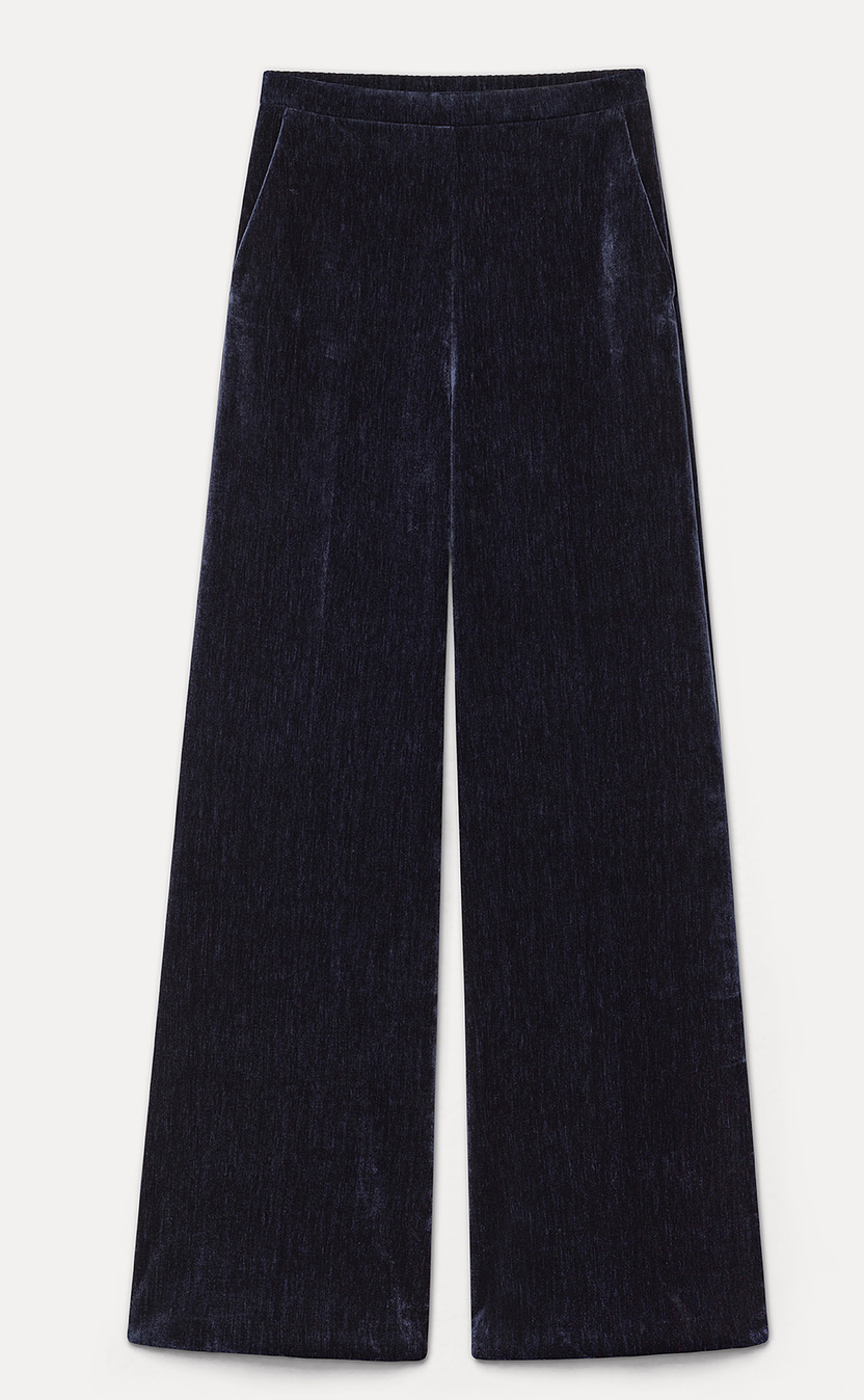 high-waisted double twill velvet trousers notte