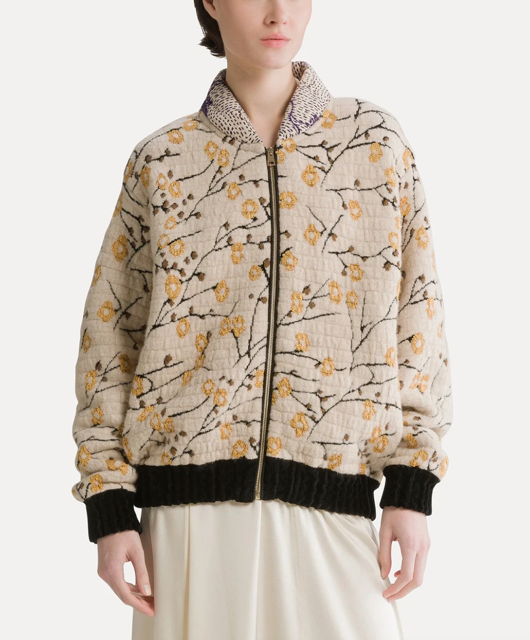cherry blossom jacquard bomber mandorla