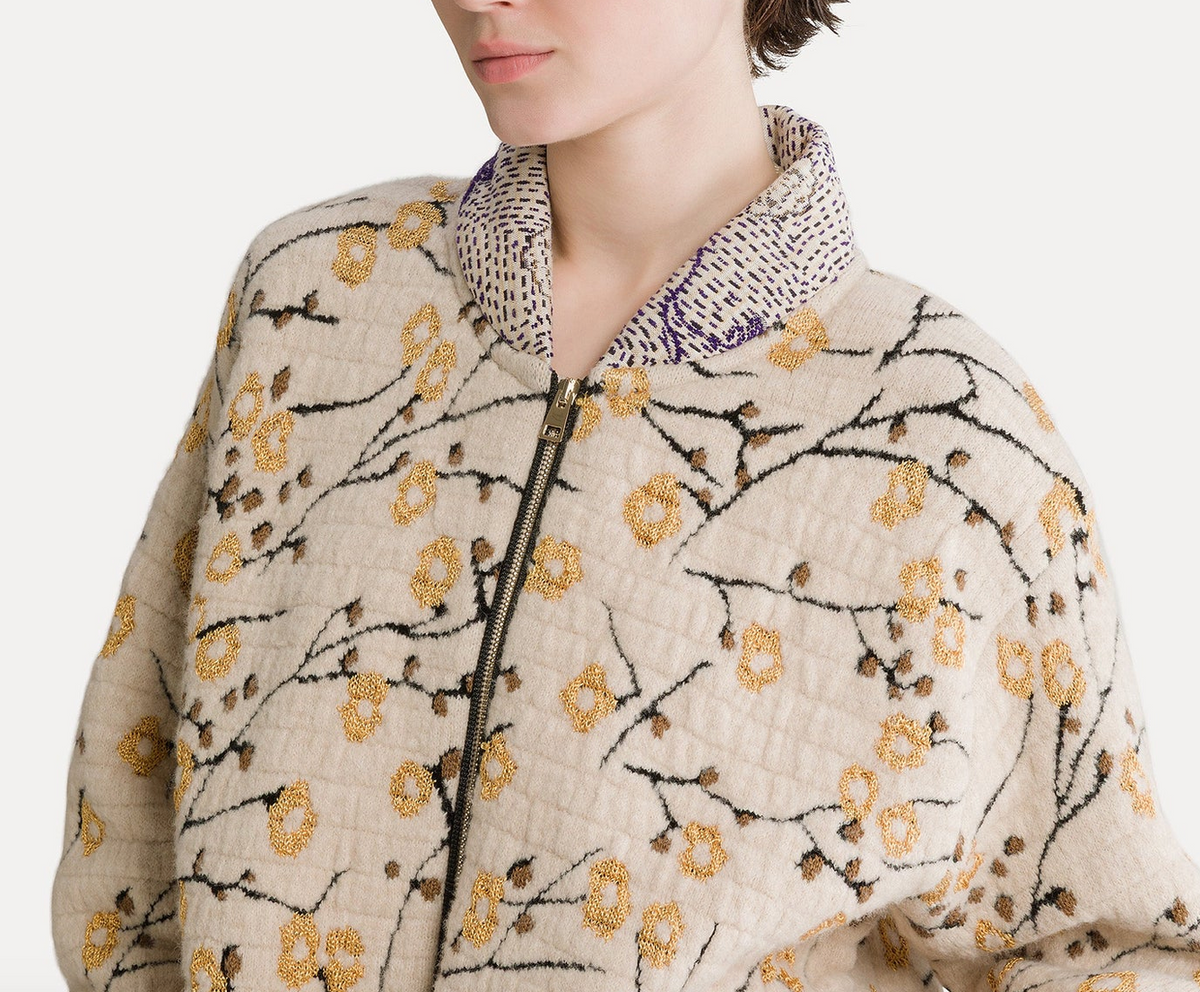 cherry blossom jacquard bomber mandorla