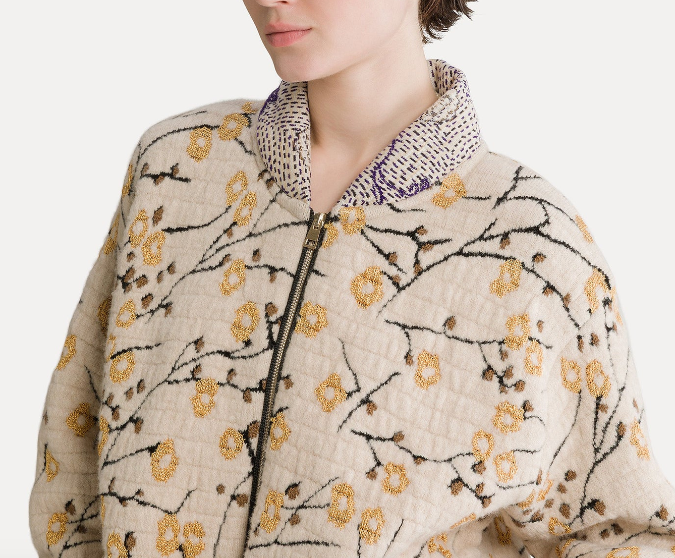 cherry blossom jacquard bomber mandorla