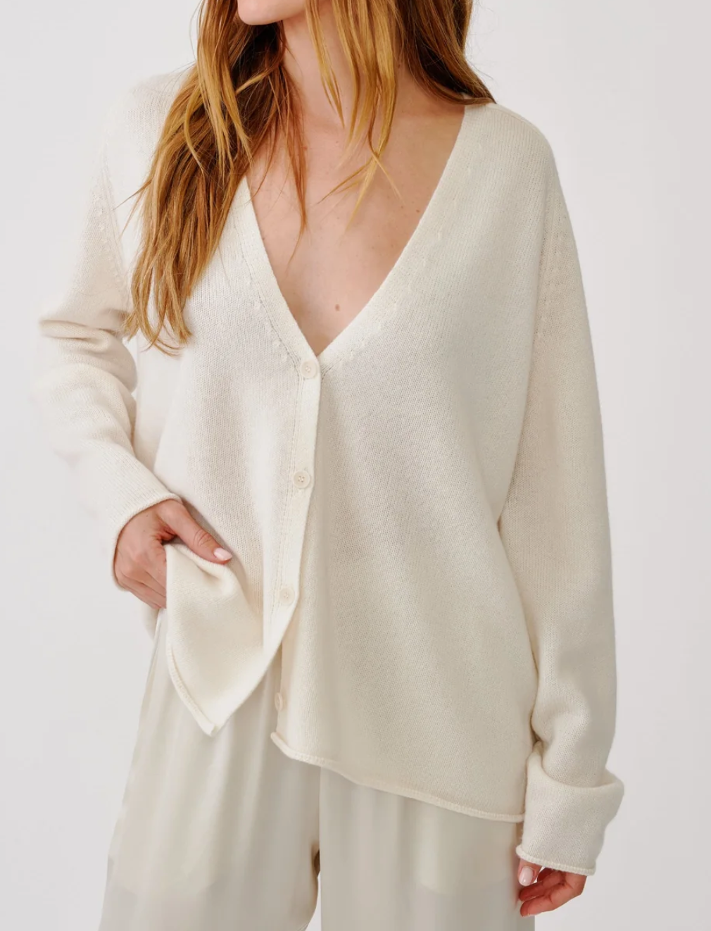 Samson relaxed saddle raglin cardigan gardenia