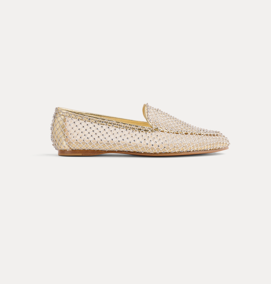 Strass mesh loafer platino
