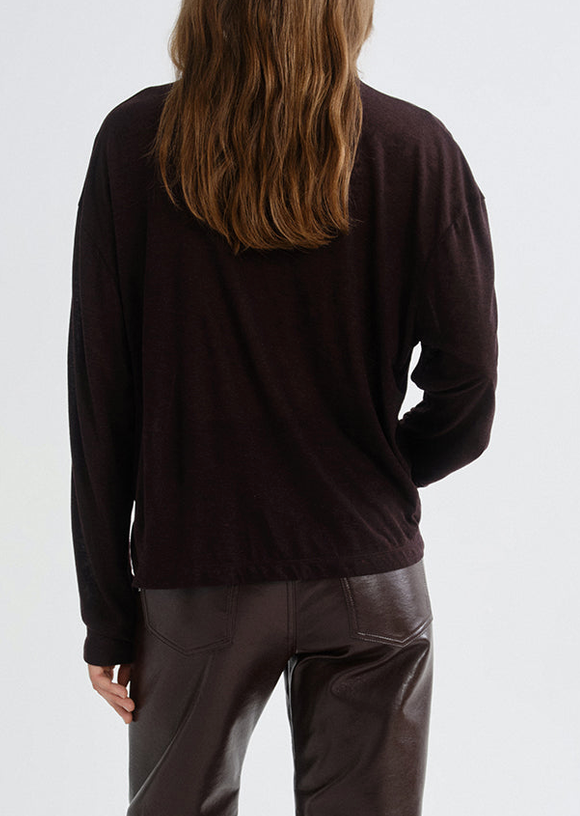 Sasha Long Sleeve Boyfriend Tee In Ristretto