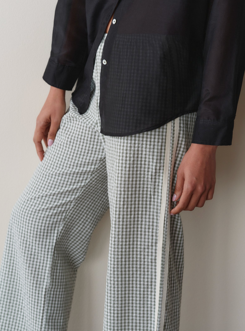 The cotton gingham stripe crop pant Dill