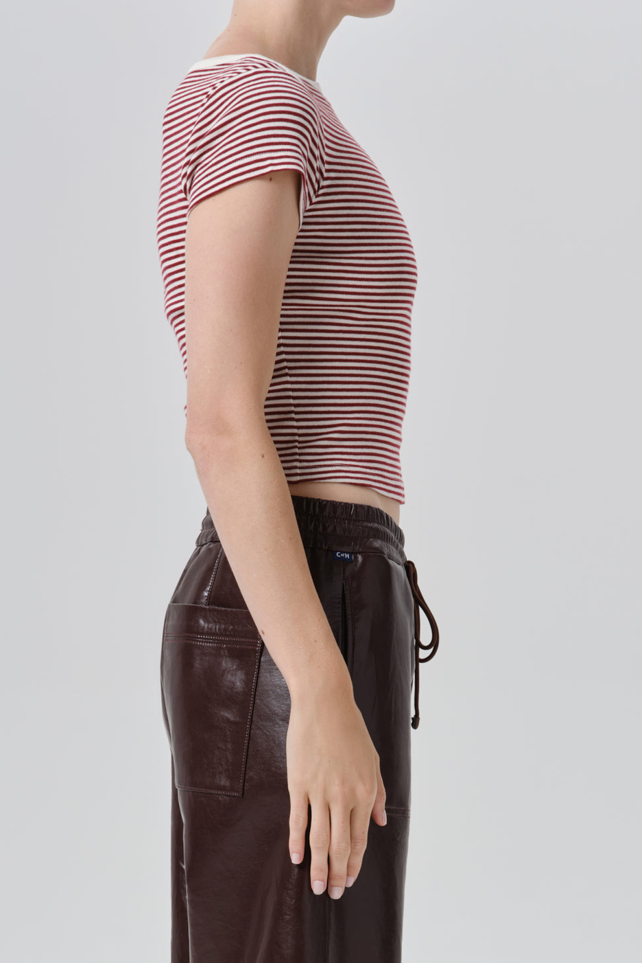 Baby Waffle Tee in Burgundy Cream Stripe