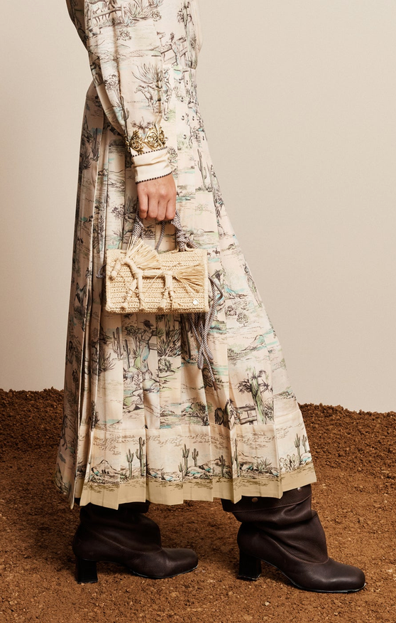 Scout Linen-Blend Pleat Midi Skirt In Cream