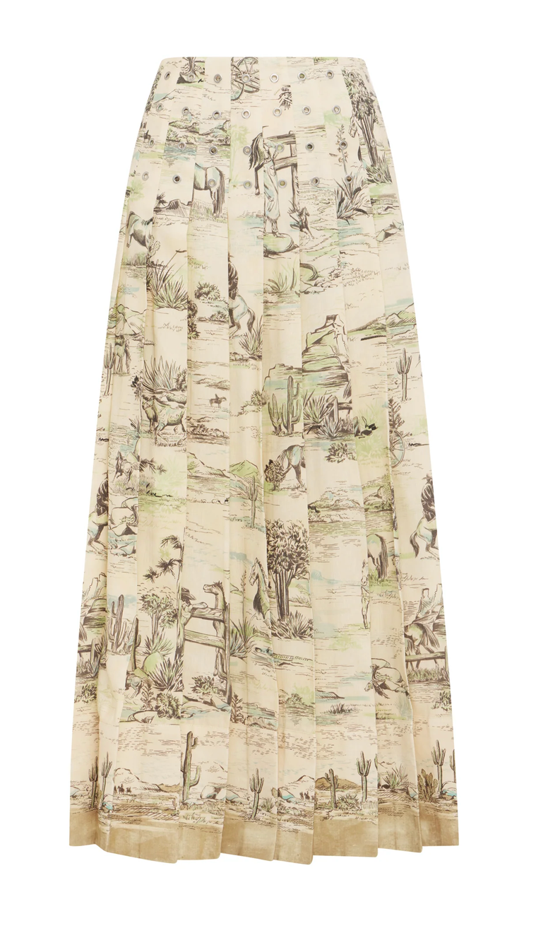 Scout Linen-Blend Pleat Midi Skirt In Cream