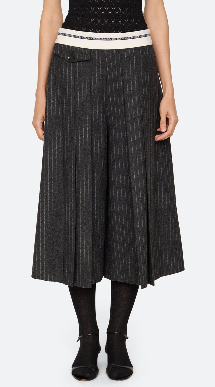 Johanna Pinstripe Culottes Gray