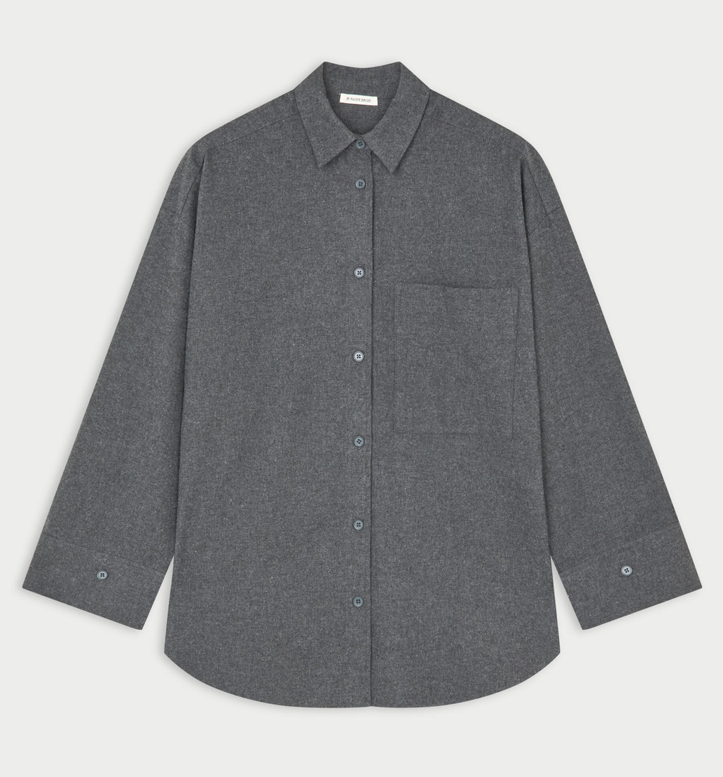Derris Flannel Organic Cotton Shirt Dark Grey