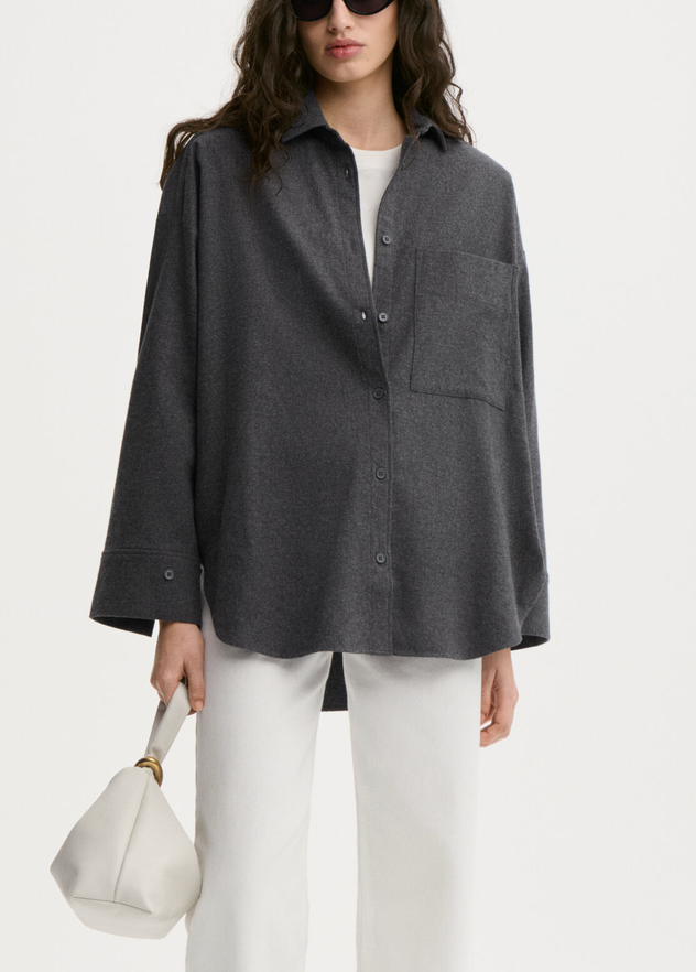 Derris Flannel Organic Cotton Shirt Dark Grey