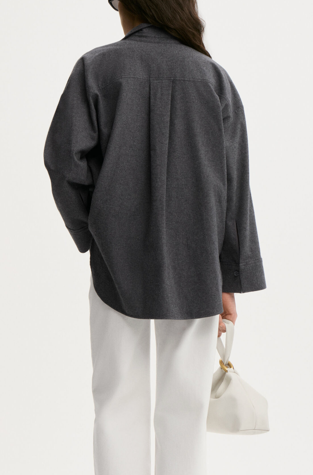 Derris Flannel Organic Cotton Shirt Dark Grey