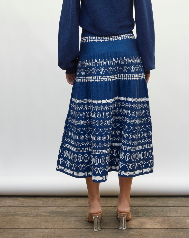Faience fine knit skirt in blue faience milk