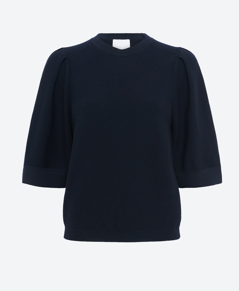 tournesol pleated elbow length sleeved knit top nuit