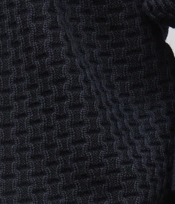 Dakota3 fine knit mini wicker stitch midnight deep black