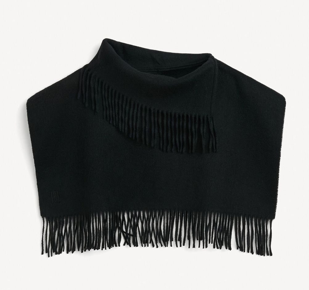 Turtla Wool Fringe Bib Black