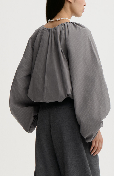 Semara Organic Cotton Blouse Grey Stripe