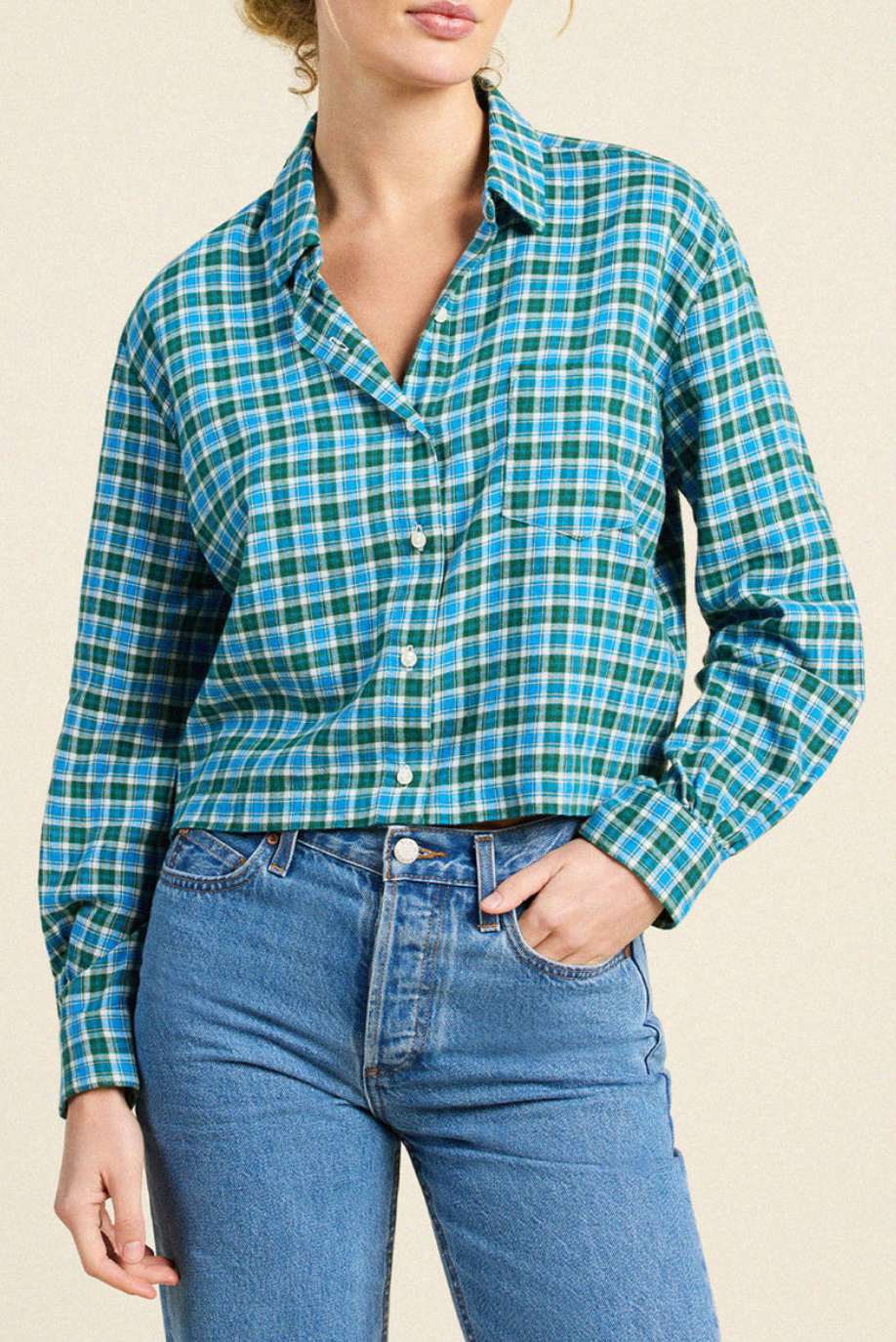 Nessa Shirt Fogline Plaid